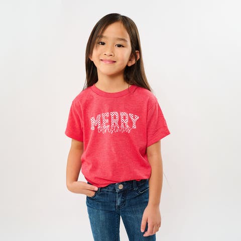 Merry Christmas Varsity Checkered Short Sleeve T-shirt (little Kid & Big Kid)