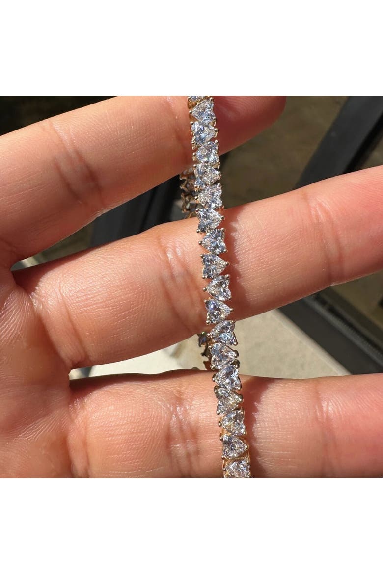 10.50Ct Heart Cut Diamond Tennis Bracelet 14k Gold 7" Lab Grown, Alternate, color, 14k Yellow Gold