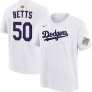 Nike Youth Nike Mookie Betts White Los Angeles Dodgers 2026 Gold Collection Name & Number T-Shirt