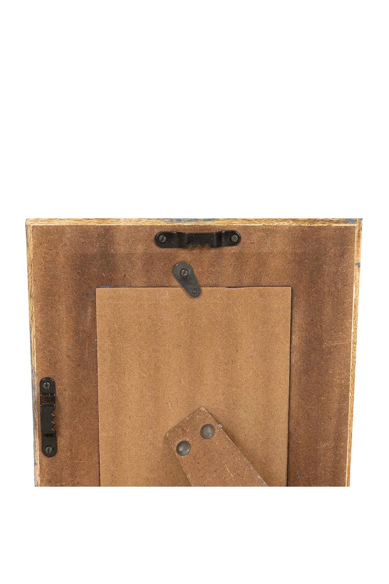 4x6 Blue & Cream Rustic Mango Wood Geometric Pattern Photo Frame, Alternate, color, White