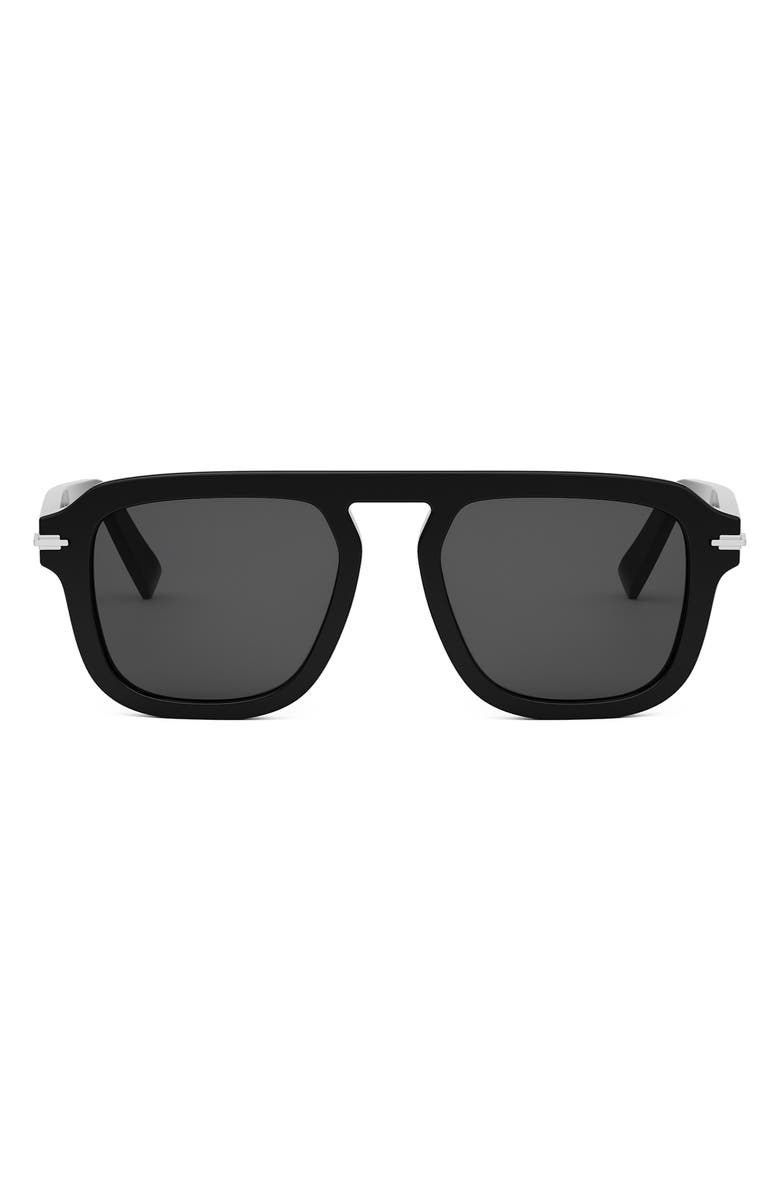 DIOR 'DiorBlackSuit S15I 52mm Rectangular Sunglasses, Main, color, Shiny Black / Smoke