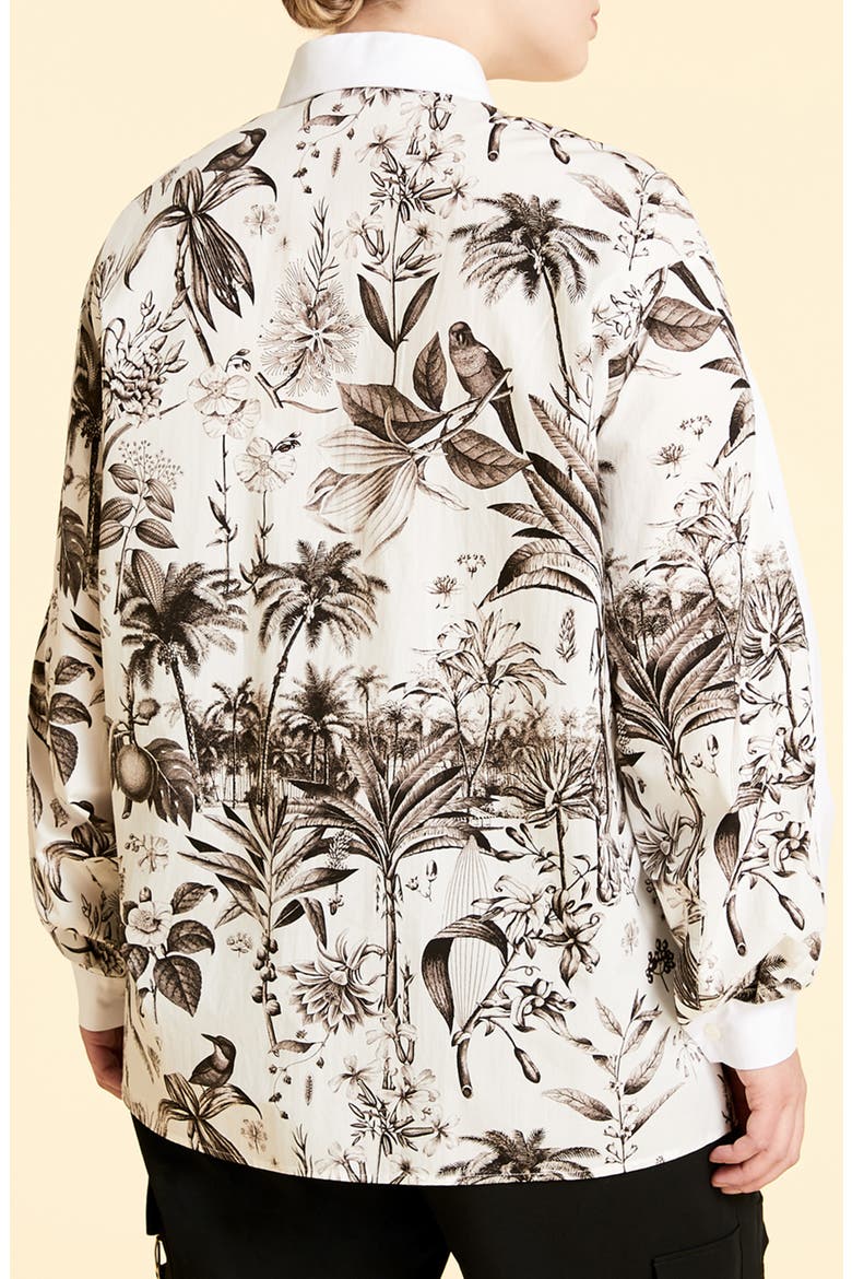 Floral Print Back Button-Up Shirt, Alternate, color, WHITE