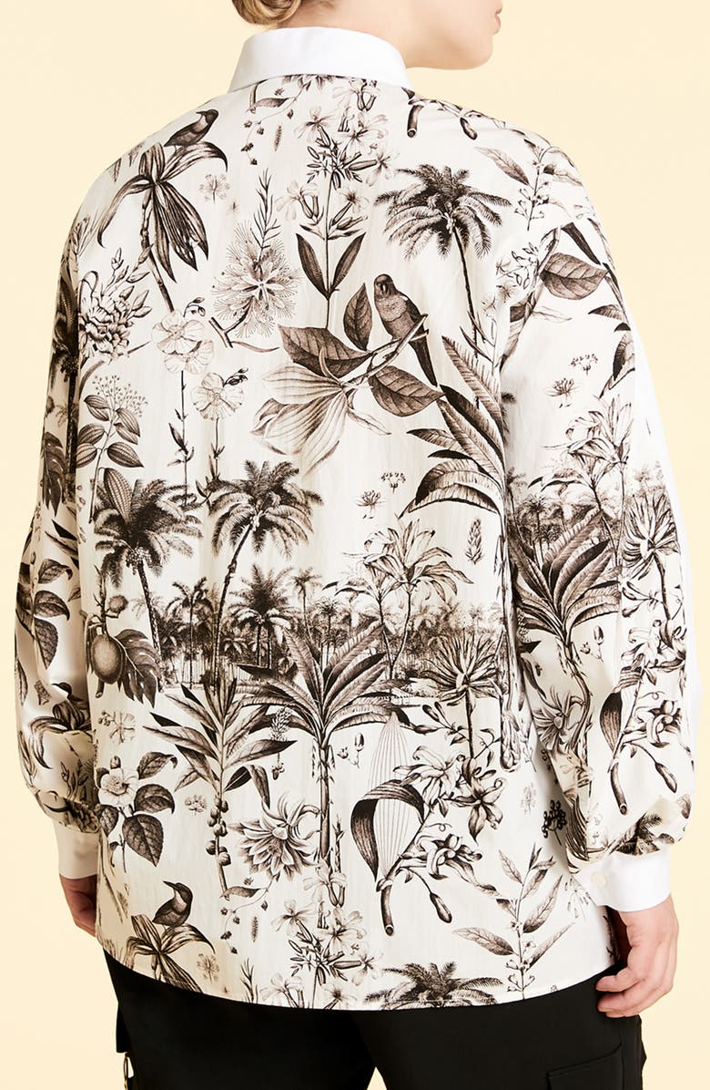 Marina Rinaldi Floral Print Back Button-Up Shirt, Alternate, color, 
