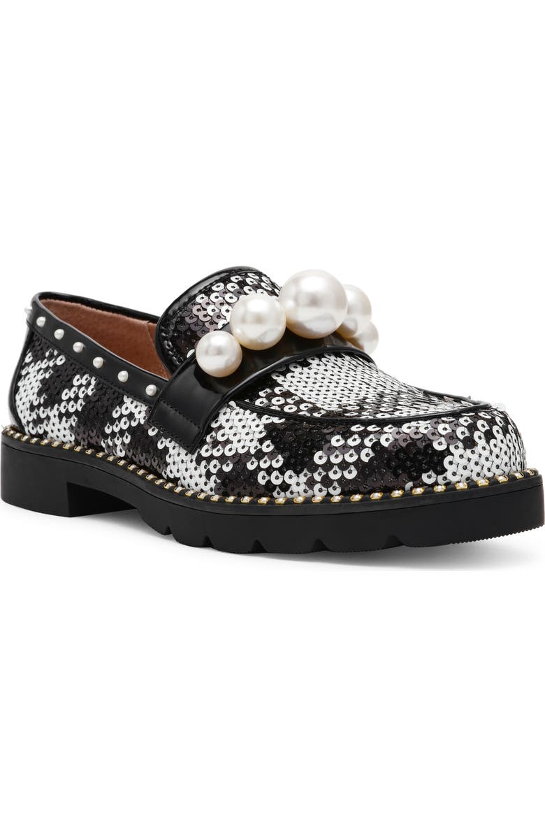 Betsey Johnson Harloe Loafer, Main, color, Black White Plaid