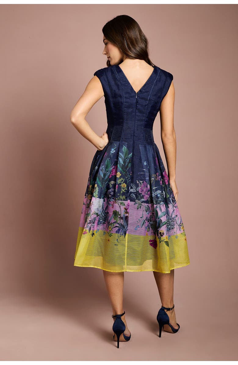 Coast Burnout Organza Drop Waist Midi Dress, Alternate, color, Navy