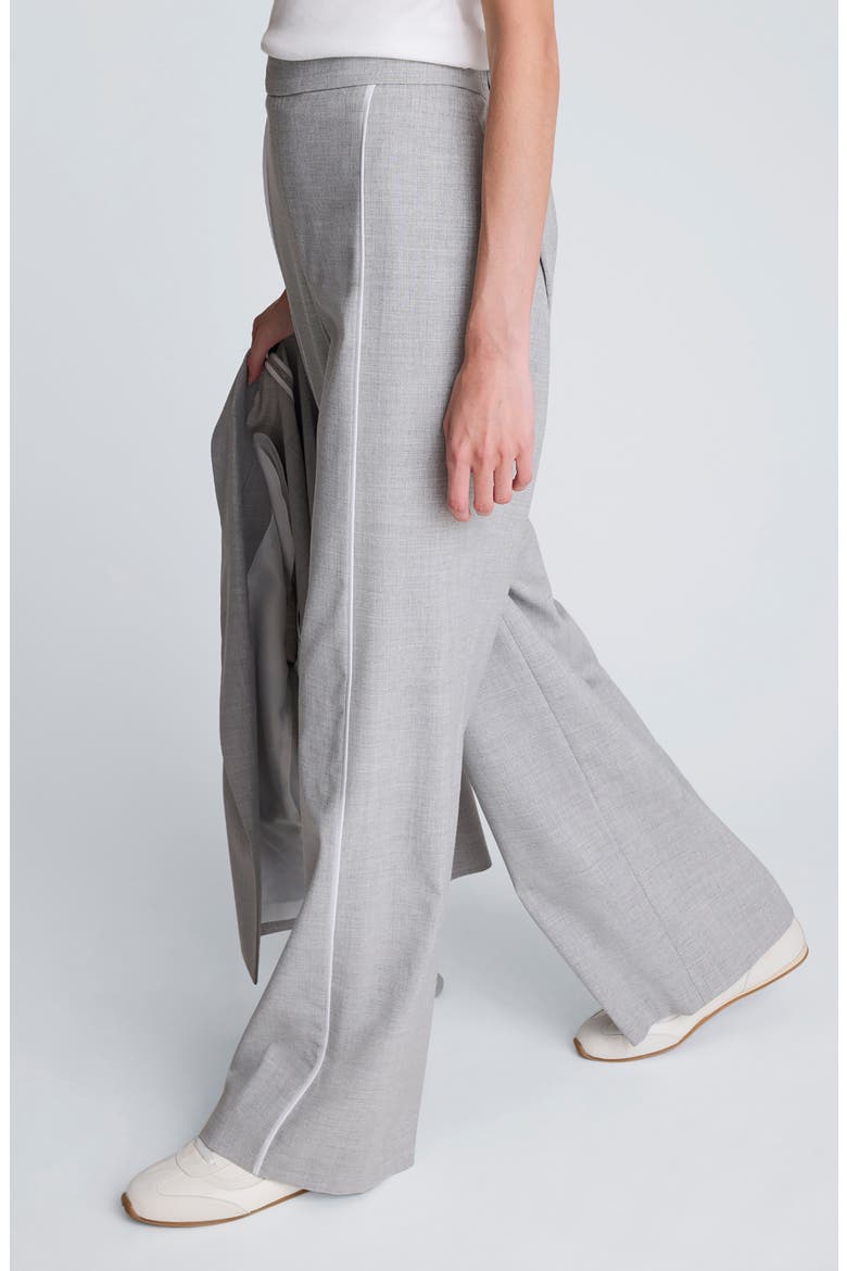 Piping Detail Wide Leg Pants, Alternate, color, LIGHT HEATHER GREY