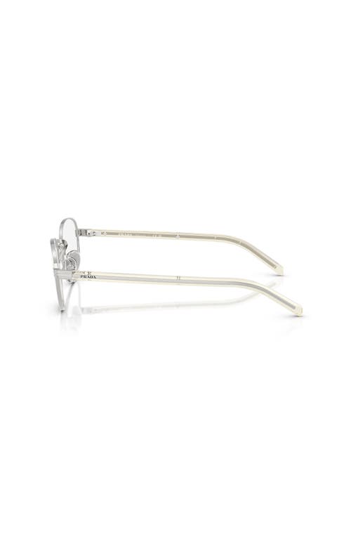 Prada 49mm Round Optical Glasses In Metallic