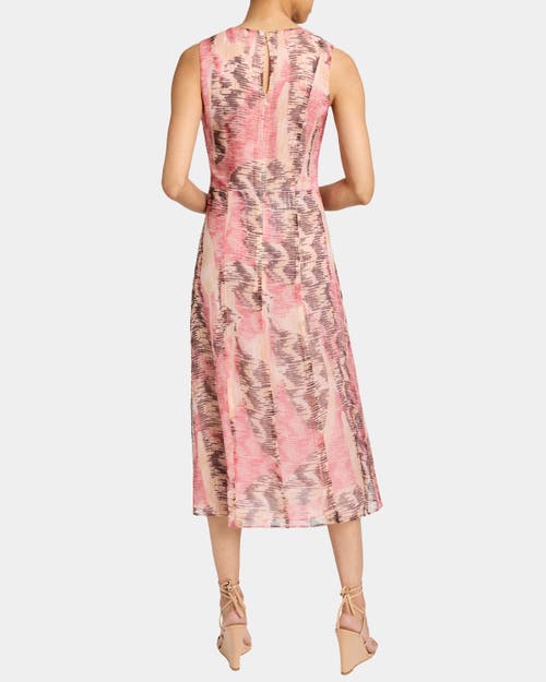 Santorelli Dorothy A-line Sleeveless Dress In Printed Silk Chiffon In Pink