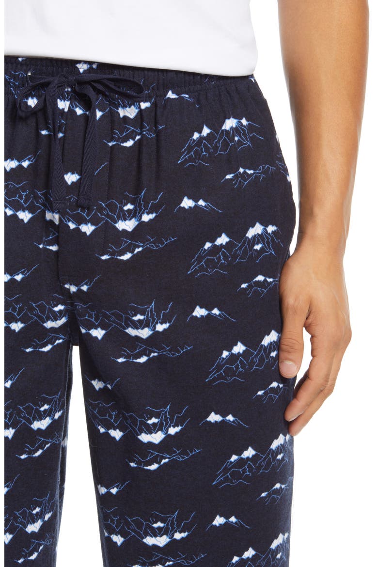 Flannel Pajama Pants, Alternate, color, NAVY HEATHER MOUNTAINS