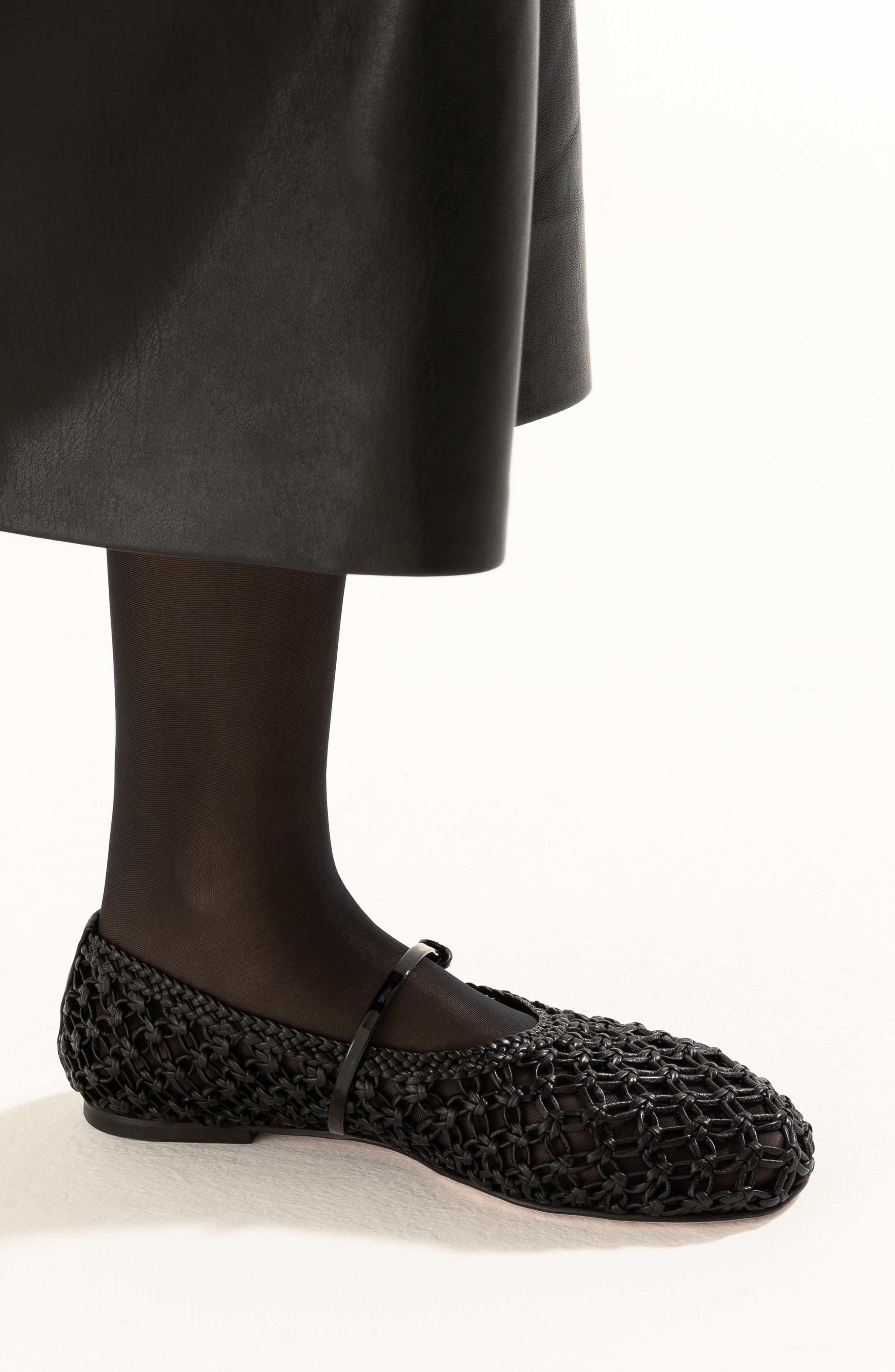 Dear Frances Balla Weave Mary Jane Flat, Alternate, color, Black Weave