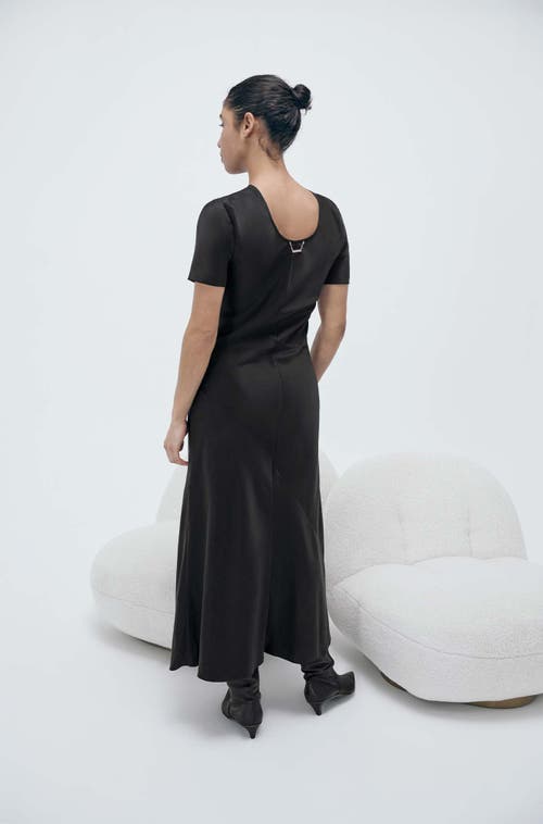 Silk Laundry Short Sleeve Bias Dress Black In Black
