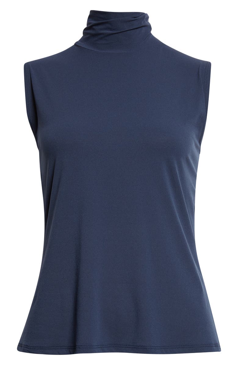 ST. JOHN Sleeveless Jersey Turtleneck Shell, Main, color, Midnight