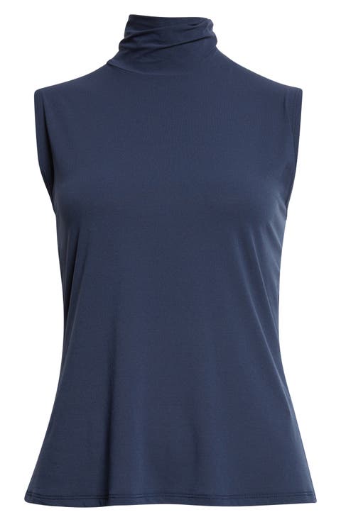 Sleeveless Jersey Turtleneck Shell