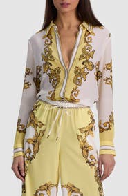 Alice + Olivia Willa Print Silk Button-Up Shirt