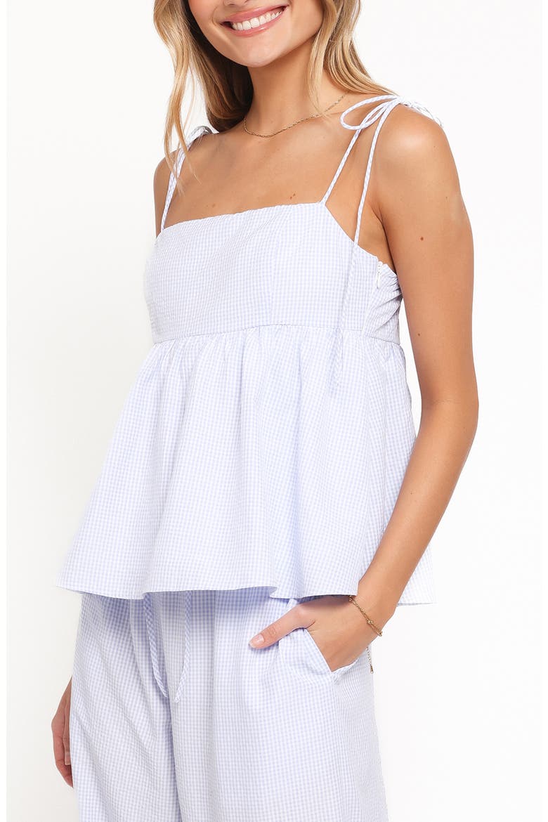 Zephyra Check Seersucker Babydoll Top, Alternate, color, BLUE GINGHAM