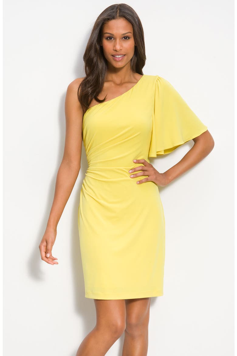 One Shoulder Jersey Sheath Dress, Main, color, CITRON