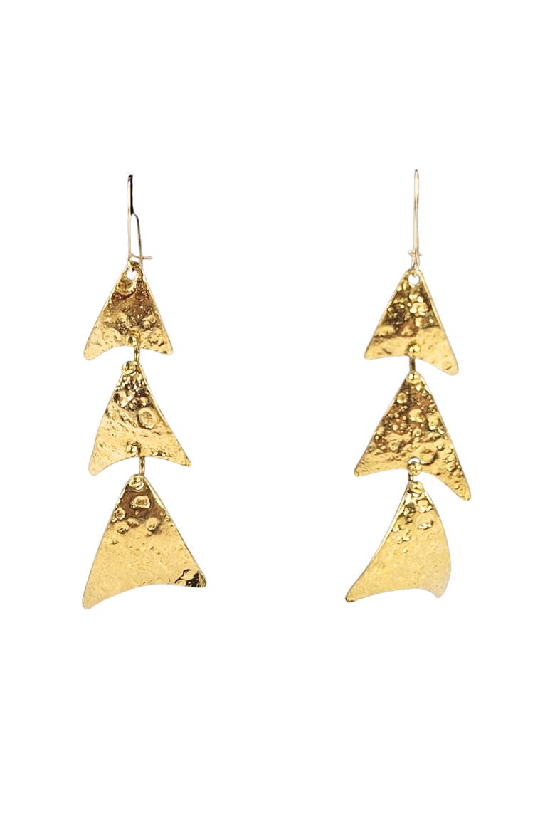 Vintage Brutalist Dangle Earrings, Main, color, Gold