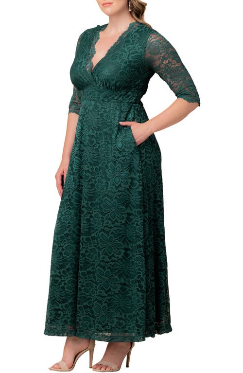 Kiyonna Maria Lace Evening Gown In Green