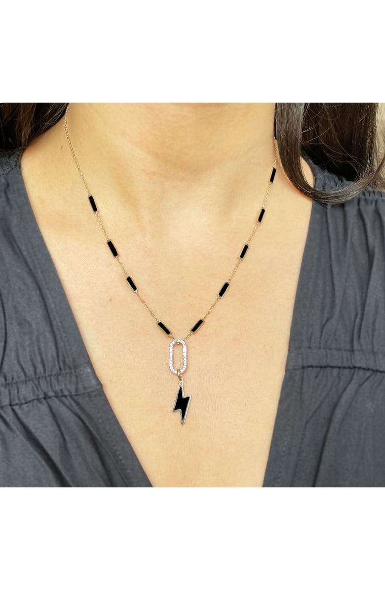 The Lovery Fine Jewelry Onyx Bar Chain Necklace, Alternate, color, Onyx