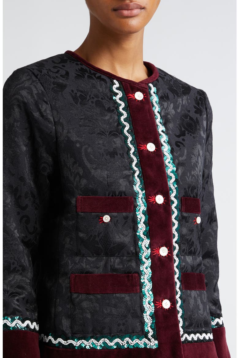 Dusk Brocade Rice Jacket, Alternate, color, CHARCOAL MAROON