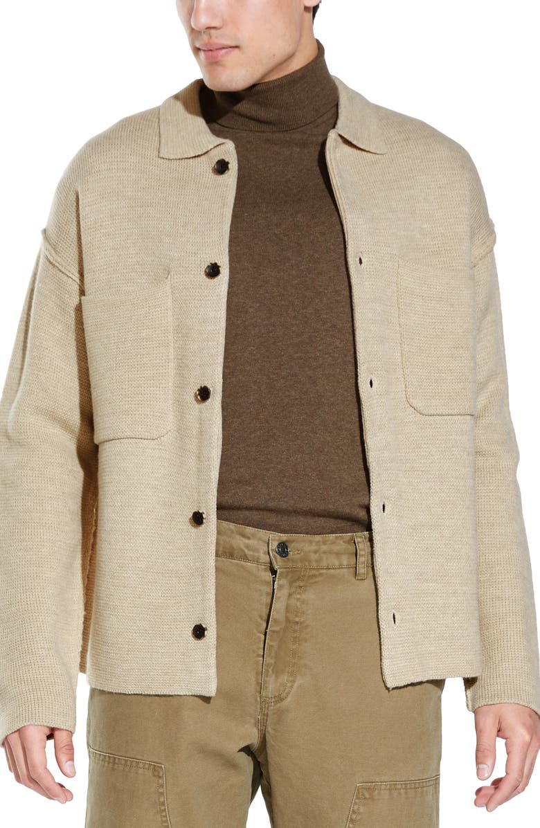 Civil Society Boxy Buttoned Cardigan, Main, color, Heather Oatmeal