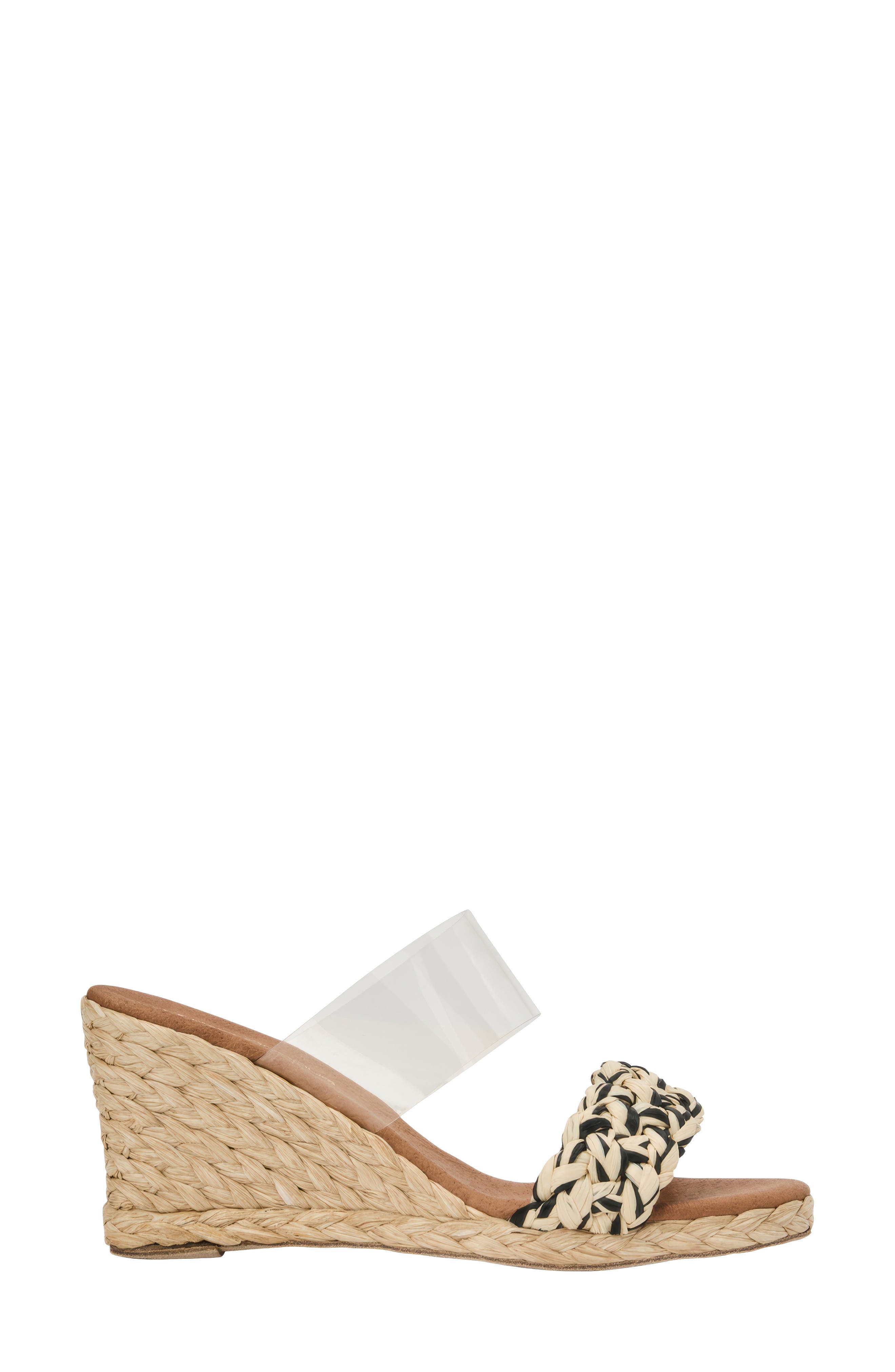 André Assous Anfisa Wedge Sandal, Alternate, color, Clear/Black/Natural