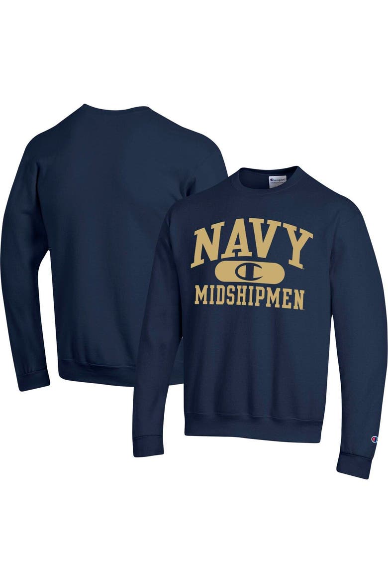 Men's Champion Navy Navy Midshipmen Arch Pill Sweatshirt, Main, color, Navy
