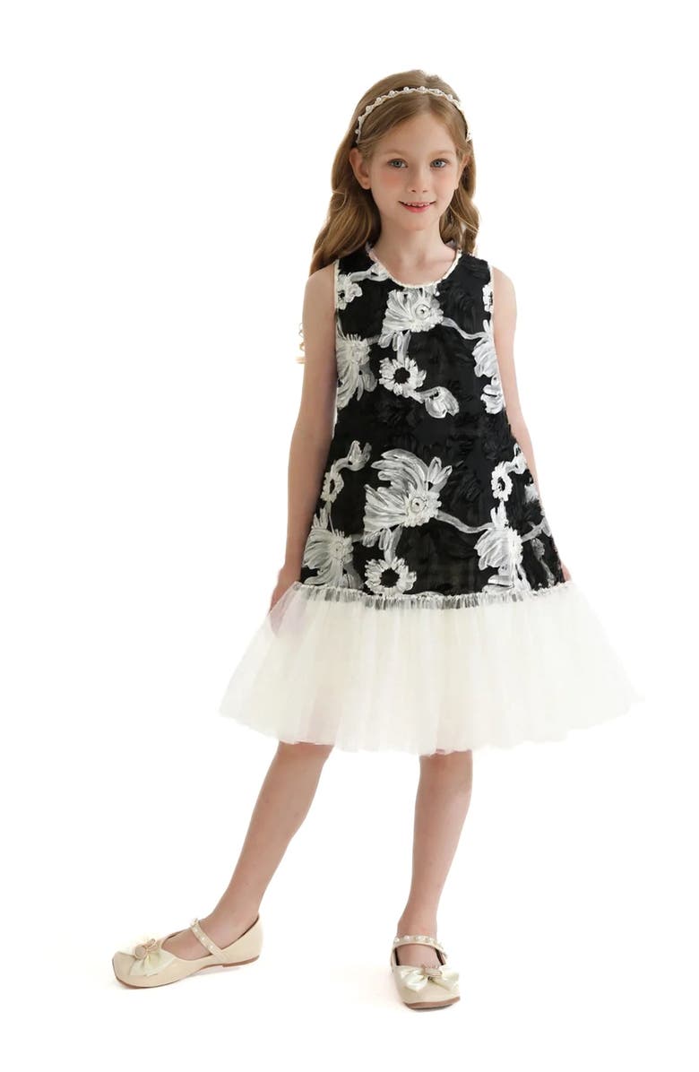 Tulleen Floral Tulle Sleeveless Dress, Alternate, color, Black