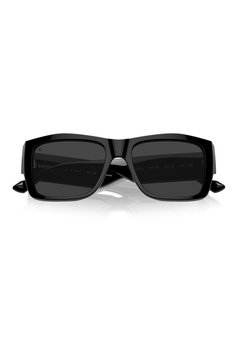 56mm Polarized Square Sunglasses, Alternate, color, BLACK / POLAR GREY