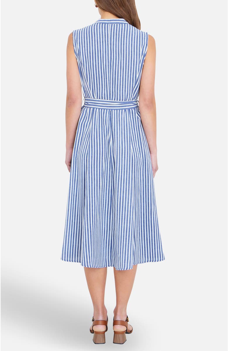 Yumi Stripe Midi Sleeveless Shirt Dress, Alternate, color, Navy