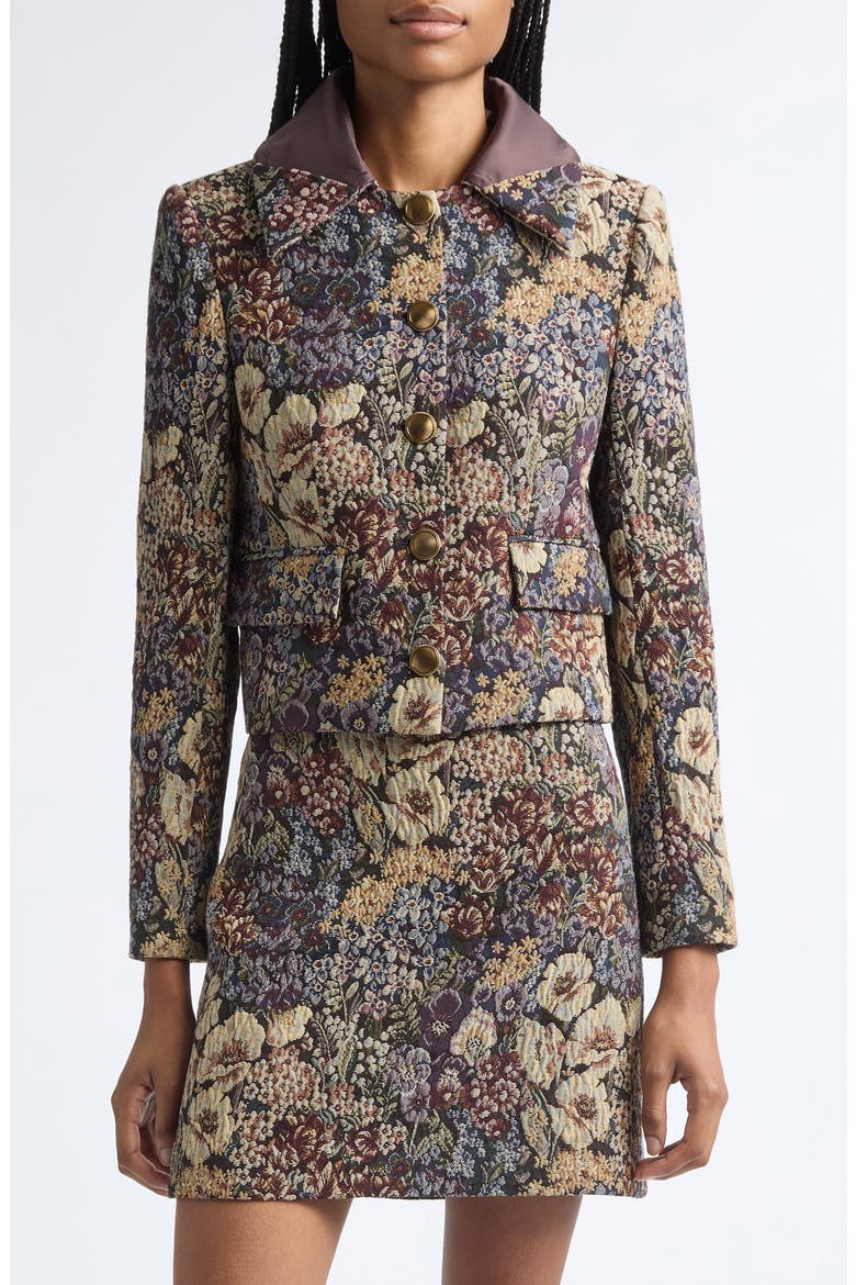 Mabel Floral Tapestry Jacket, Main, color, DARK EGGPLANT MULTI