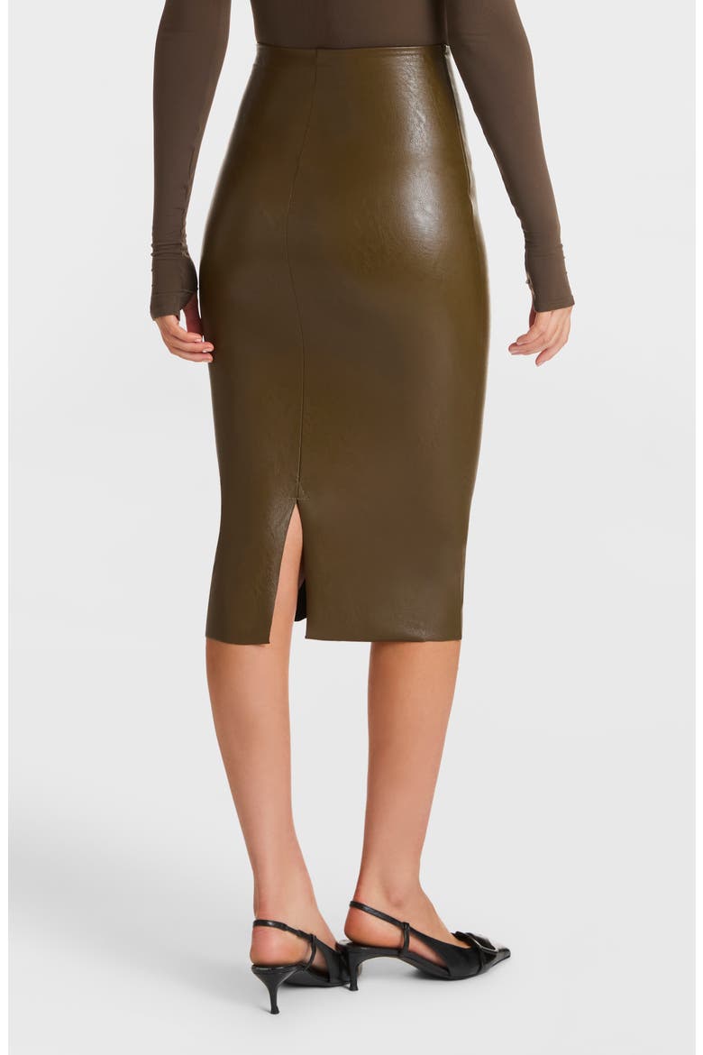 Faux Leather Midi Skirt, Alternate, color, CADET
