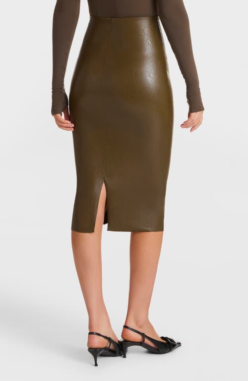 Commando Faux Leather Midi Skirt In Green