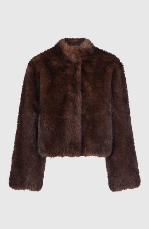 Lyla Grant Fur-free Sable (faux Fur) Jacket, Stand Collar In Brown