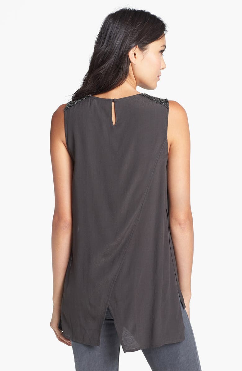 ASTR the Label ASTR Beaded Shoulder Envelope Back Tunic, Alternate, color, Raven Grey