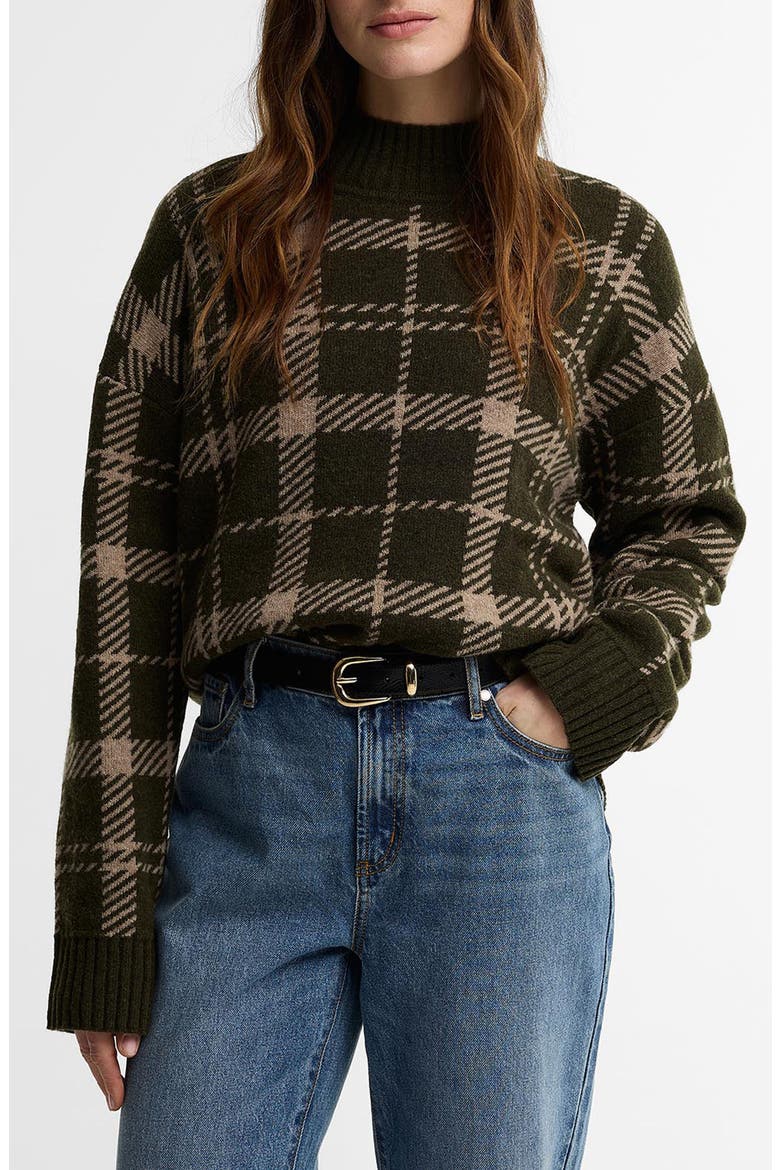 Delilah Knitted Mock Neck Sweater, Main, color, OLIVE MULTI