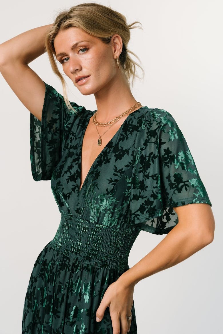 Veronica Velvet Maxi Dress, Alternate, color, Green