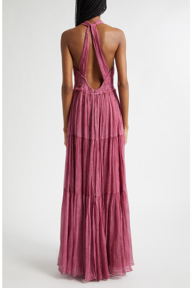 Freesia Chiffon Open Back Gown, Alternate, color, AMARANTHUS