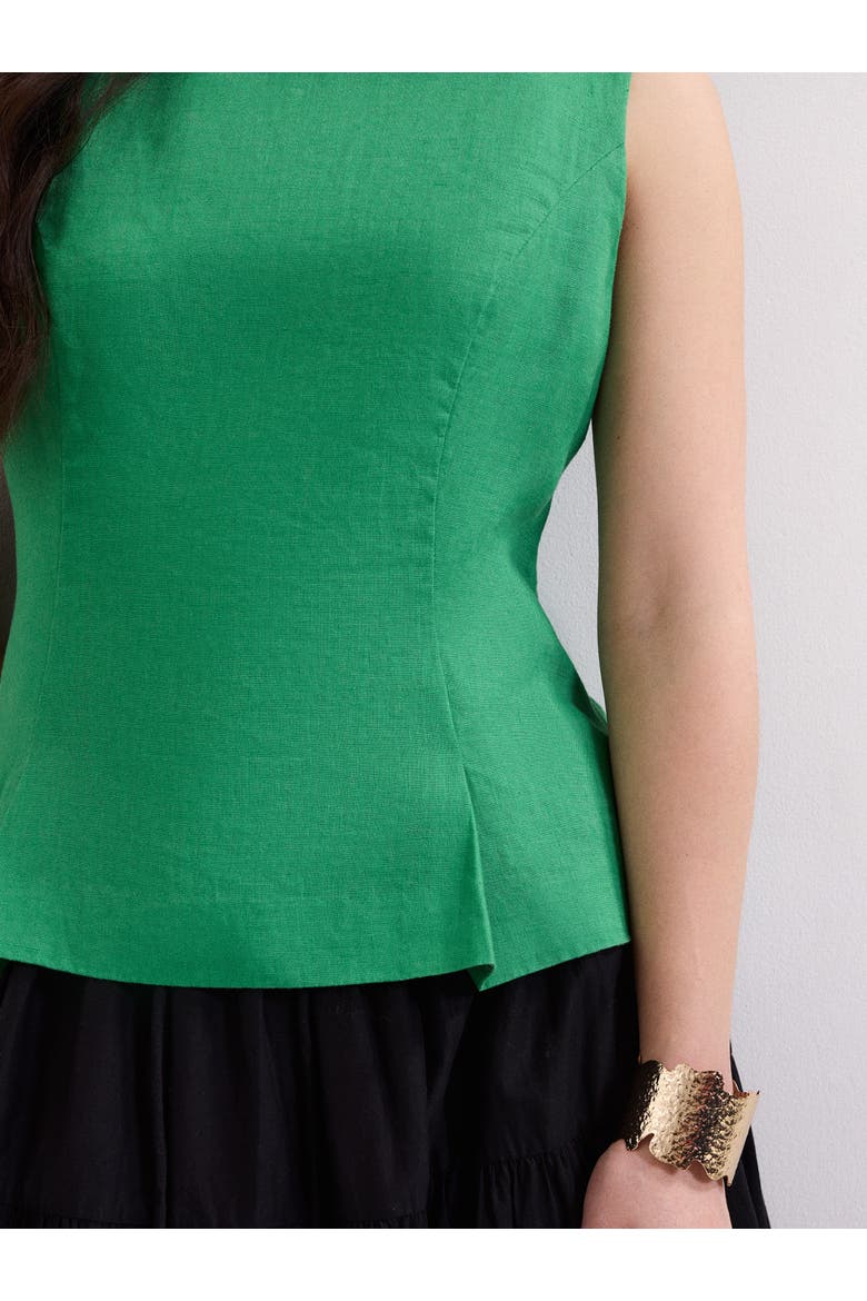 Isabelle Linen Top, Alternate, color, Green