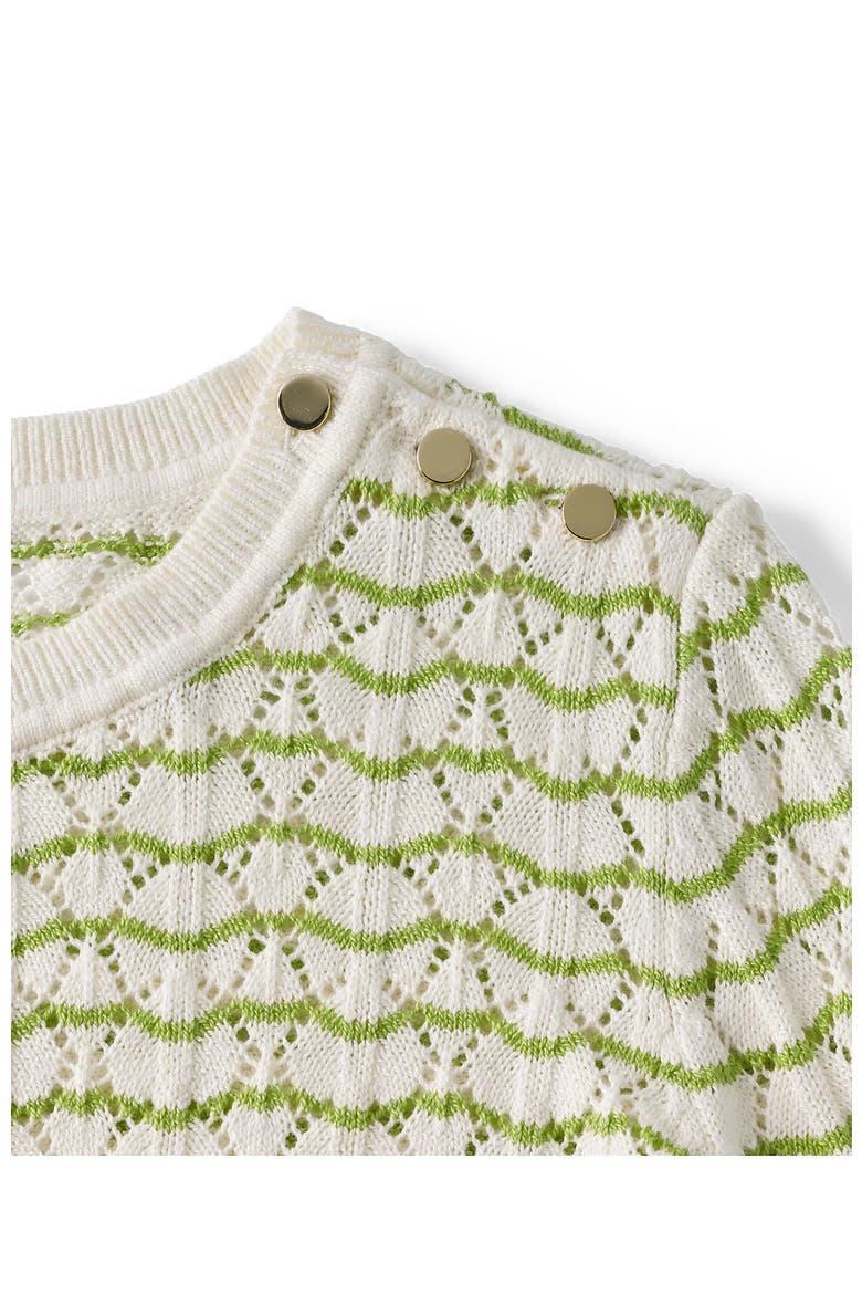Plus Size Cotton Viscose Button Shoulder Modern Crew Sweater, Alternate, color, Pistachio/Ivory Stitch Stripe