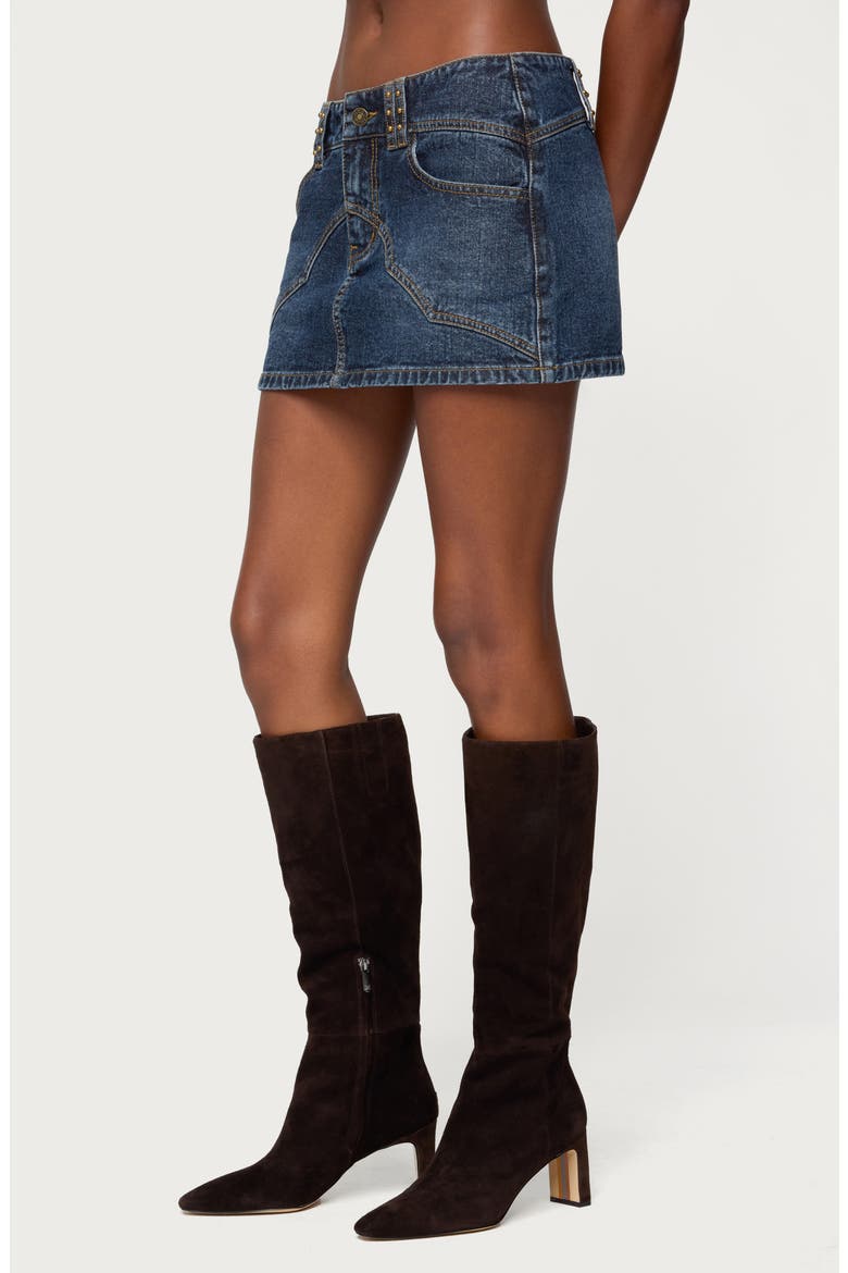 Tory Western Low Rise Denim Miniskirt, Alternate, color, DARK-BLUE