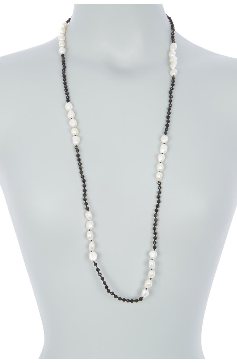 Adornia 10mm Freshwater Pearl & Black Spinel Necklace, Alternate, color,