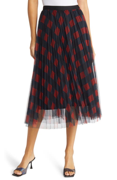 NIKKI LUND Belinda Plaid A-Line Skirt in Red 