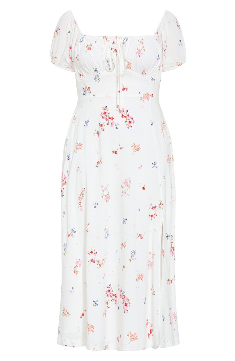 City Chic Abbie Floral Short Sleeve Midi Sundress, Alternate, color, Ivory Petal