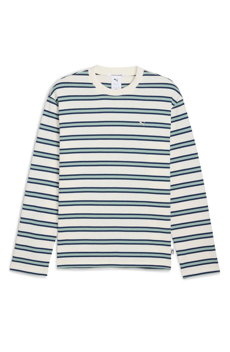 PUMA Machts Mit Qualitat Stripe Long Sleeve Cotton T-Shirt, Alternate, color, Persian Blue