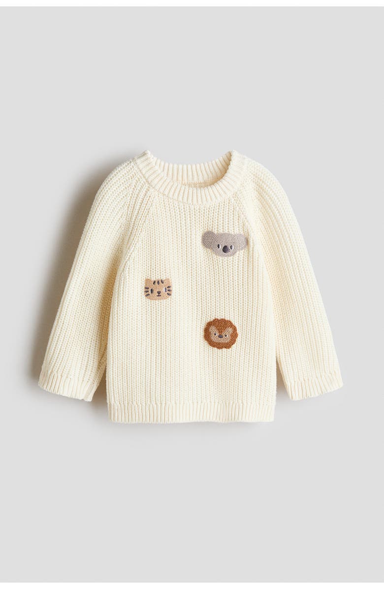 H&M Motif-detail Jumper, Main, color, Cream/Animals
