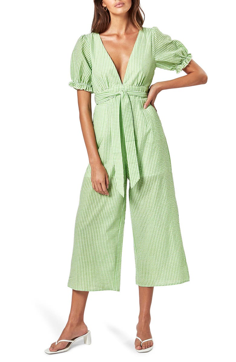 Charlie Holiday Rowan Cotton Gingham Jumpsuit, Main, color, 