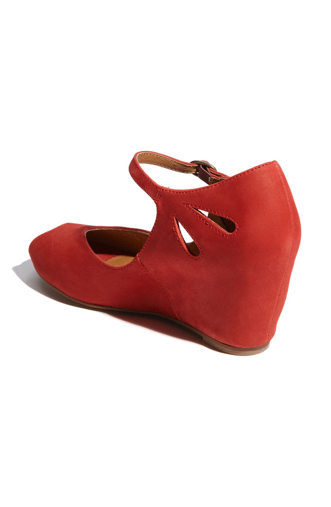 'Regina' Wedge, Alternate, color, RED NUBUCK