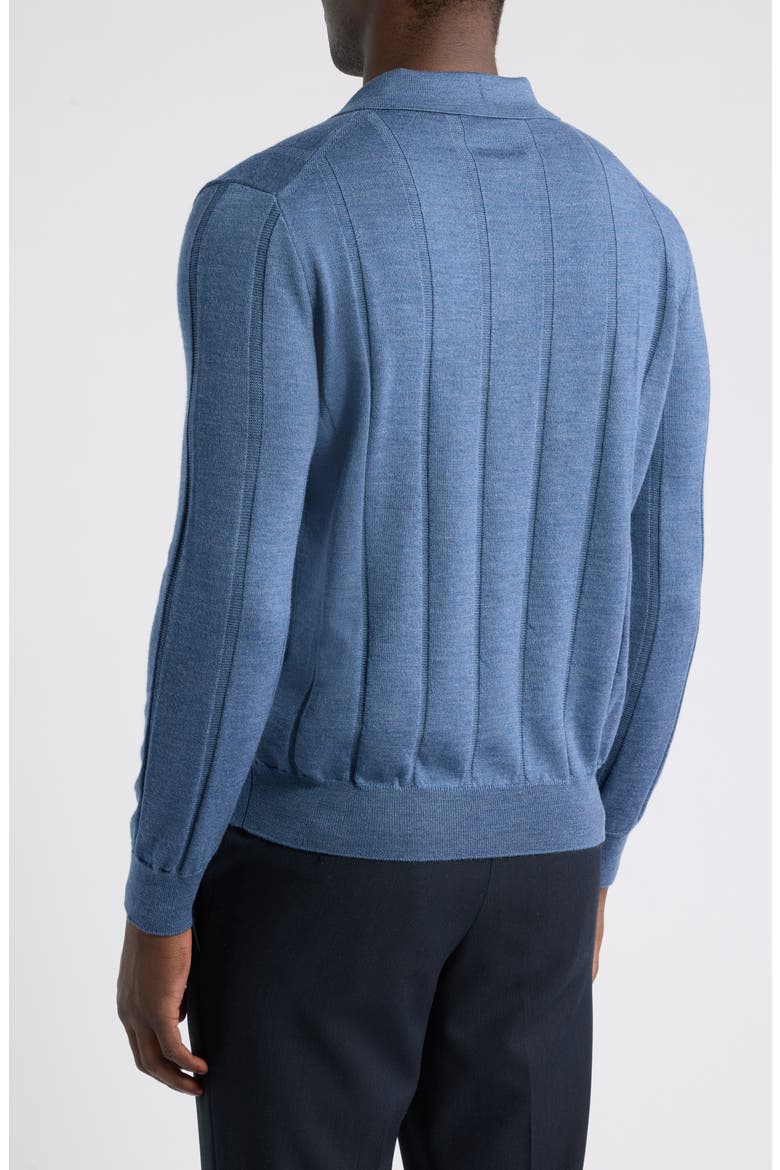 Regular Fit Long Sleeve Wool Polo, Main, color, BLUE