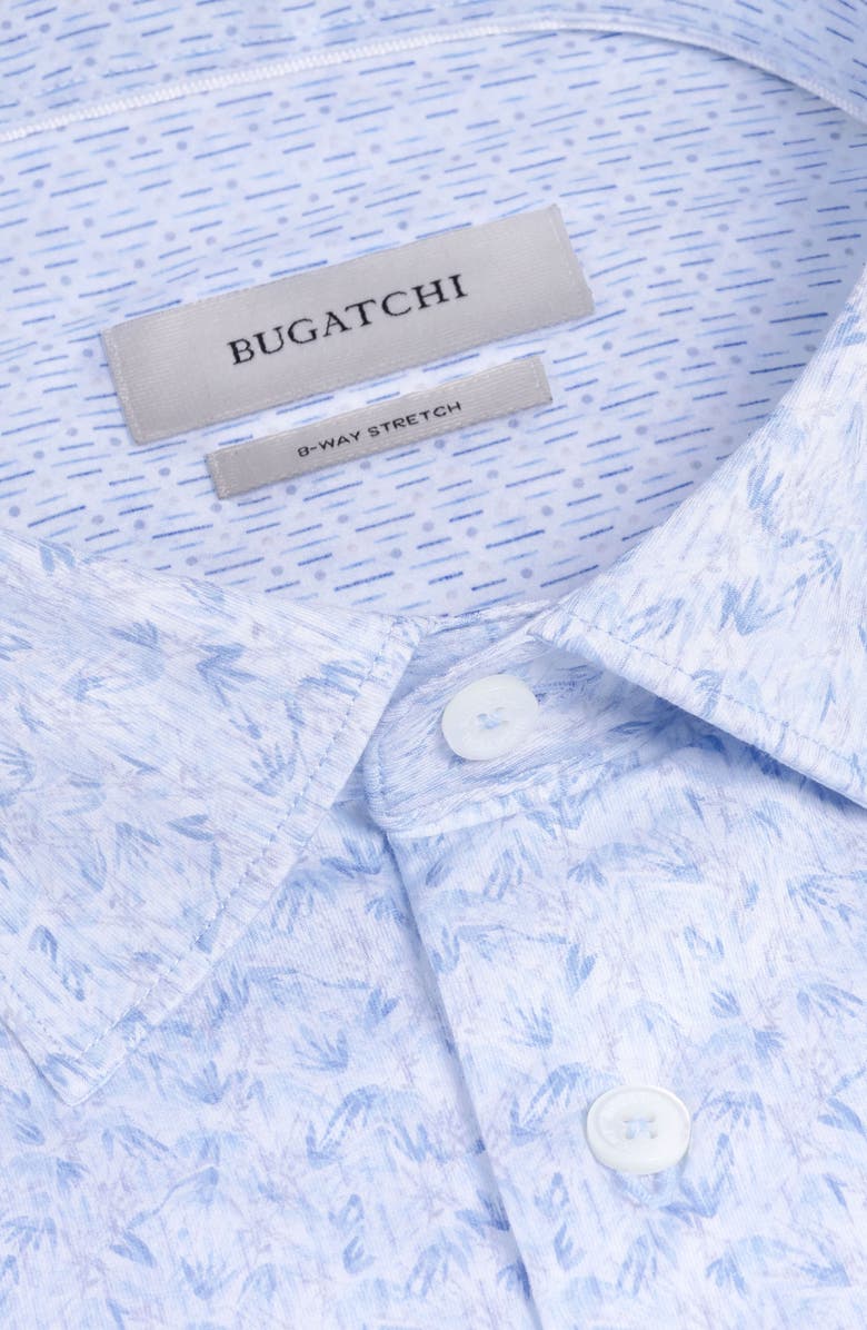 Bugatchi Jimmy OoohCotton<sup>®</sup> Leaf Print Button-Up Shirt, Alternate, color, Air Blue